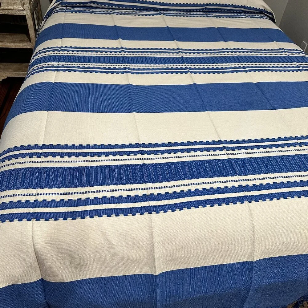Queen Size Cotton Bedspread/Quilt. From Oaxaca Mex. Hand loom, Bed covers,